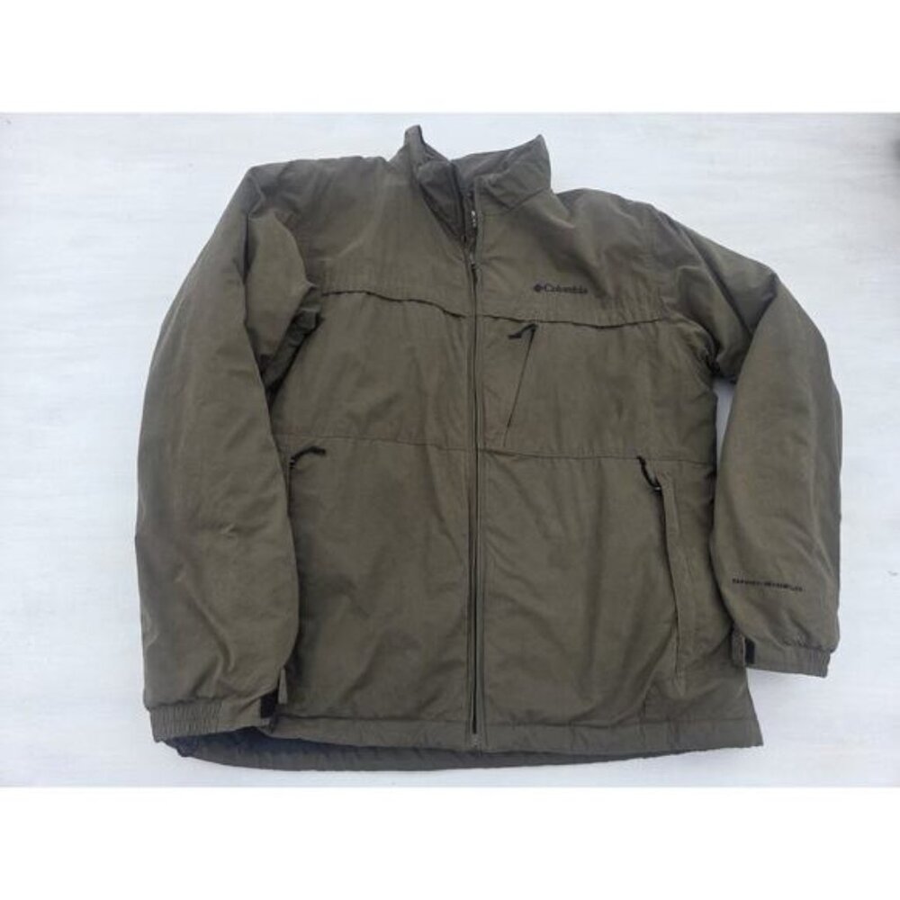 Vintage Columbia Jacket Mens Large Green Fleece Lined Bomber 90s Y2K READ